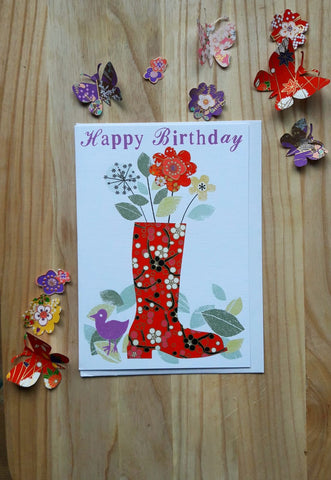 Wellies in Bloom Birthday Card