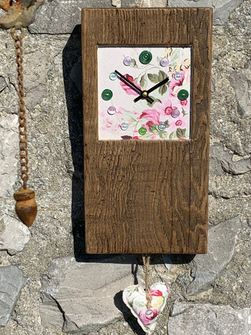 Baby Block Clock with Floral Face