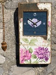 Baby Block Clock With Two Hearts on Decoupage Wood