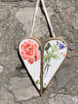 Wooden Floral Decoupage Hanging Heart