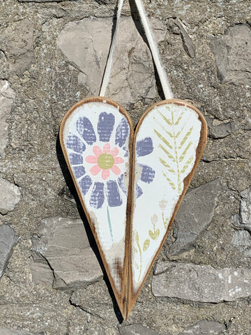 Wooden Floral Decoupage Hanging Heart